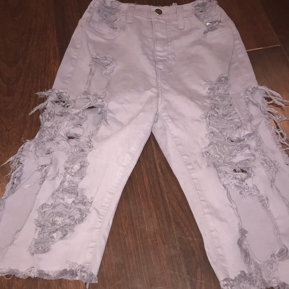 Sexy jean thigh split biker shorts